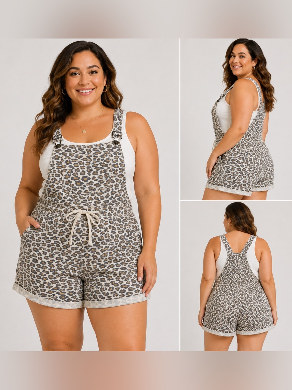 WallFlower Leopard Print Overall Shorts Romper Size XL